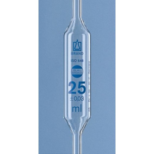 PIPETA VOLUMÉTRICA CL. AS ESGOT. TOTAL 4mL GRAV. ESMALTE AZUL BRAND PIPETA VOLUMÉTRICA CL. AS ESGOT. TOTAL 4mL GRAV. ESMALTE AZUL BRAND