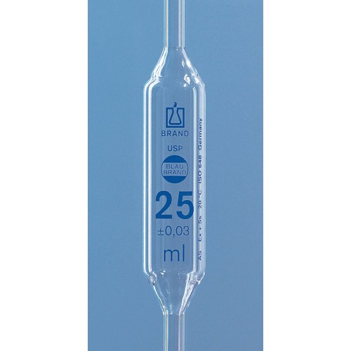 PIPETA VOLUMÉTRICA CLASSE AS USP 15mL GRAV. ESMALTE AZUL BRAND PIPETA VOLUMÉTRICA CLASSE AS USP 15mL GRAV. ESMALTE AZUL BRAND