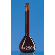 BALÃO VOLUMÉTRICO AMBAR EM VIDRO CL. A  50ml COM TAMPA DE VIDRO BRAND