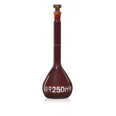 BALÃO VOLUMÉTRICO EM VIDRO AMBAR CL.A USP 100 mL COM TAMPA EM VIDRO BRAND